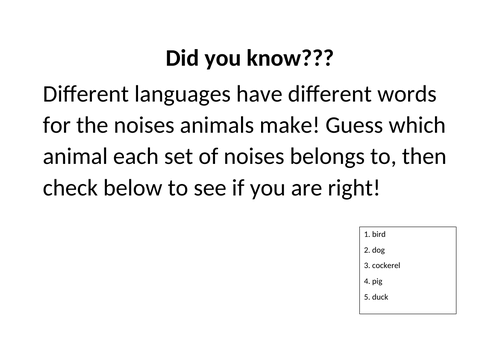 Onomatopeia display animals