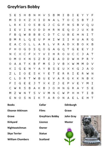 Greyfriars Bobby Word Search