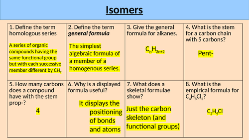 Isomerism - Topic 6 Edexcel