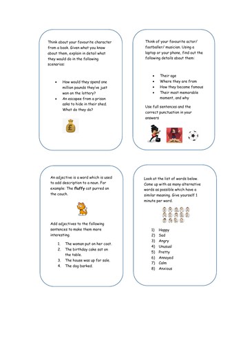 Literacy Extension Cards/Fast Finisher Cards