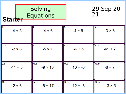 Solving Equations - Full Lesson Sequence