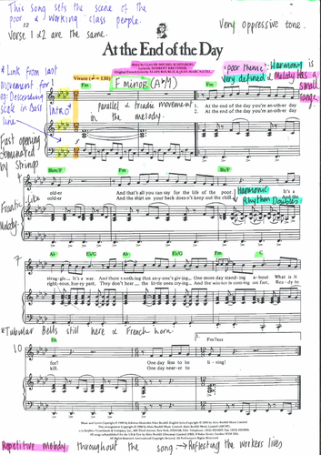 At the End of The Day - Les Misérables Annotated Score
