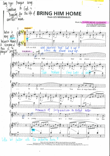 Bring Him Home - Les Misérables Annotated Scor