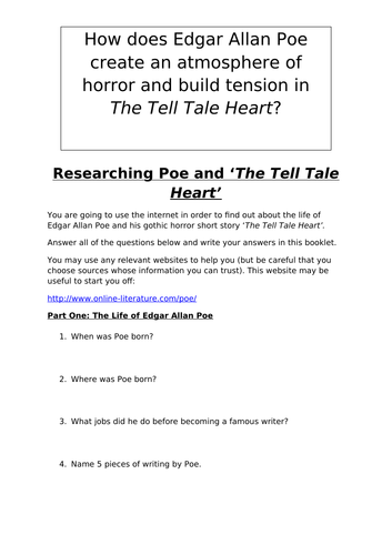 The Tell Tale Heart Workbook - Edgar Allan Poe
