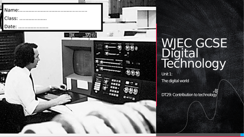 WJEC Digi Tech - Revision Workbook 29: Contribution to technology
