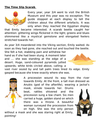 Ancient Egyptians T4W story and whole class guided reading - Time Slip Scarab Y3 Y4