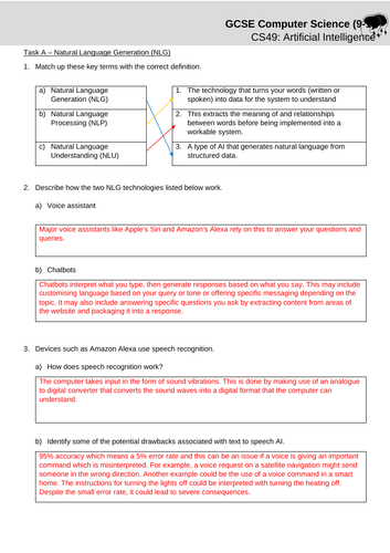 OCR GCSE - CS49: Artificial Intelligence