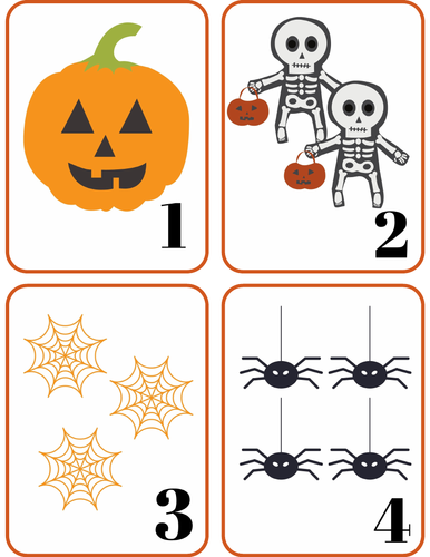 Halloween Math  Counting Flash Cards 1-20