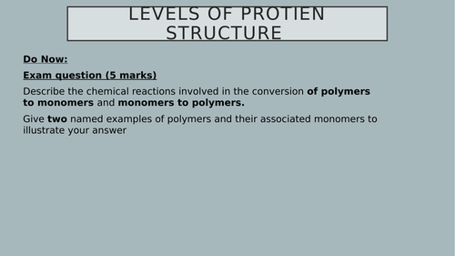 Levels of Protein structure - KS5