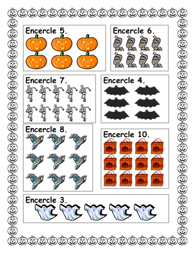 Halloween in French Counting Worksheets