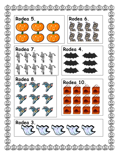 Halloween in Spanish Counting Worksheets