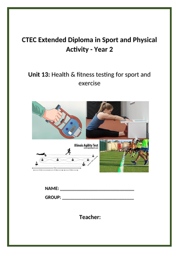 CTEC LEVEL 3 Unit 13  health & fitness testing for sport and exercise unit booklet