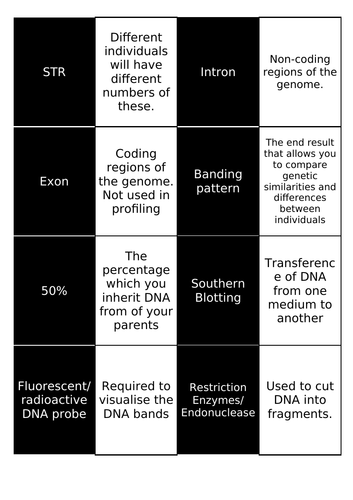 Genetic Fingerprinting - matching game - 48 cards