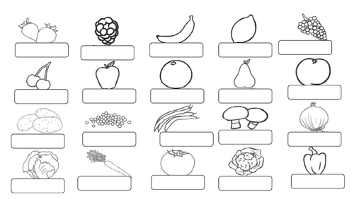 Fruit and Vegetables labelling and colouring Spanish | Teaching Resources
