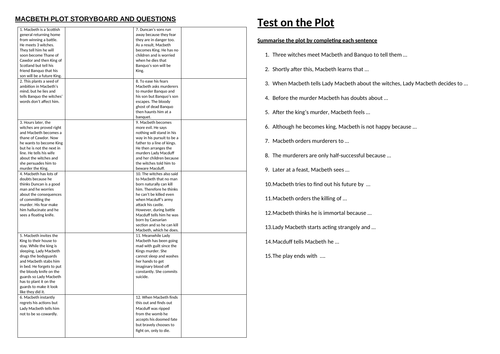 Macbeth plot storyboard and questions