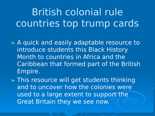 Black History Month: British colonial rule top trump cards