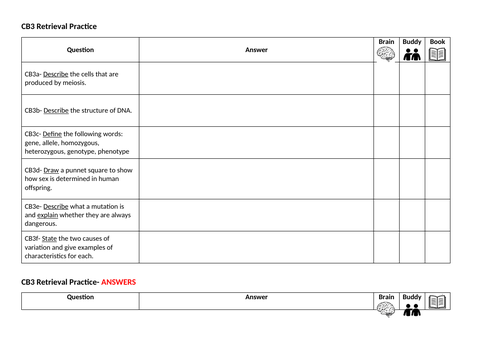Edexcel CB3 Retrieval Practice Task