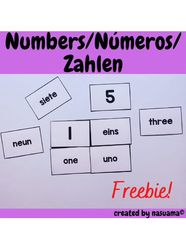 Numbers 1-10 in English, Spanish and German