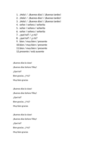 Spanish greetings and classroom requests