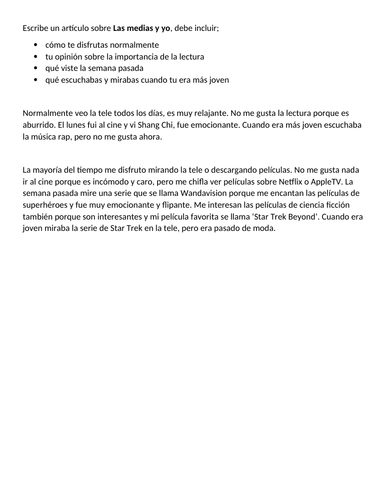 IGCSE practise writing question + example answers