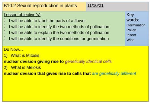B10-2 Sexual reproduction in plants