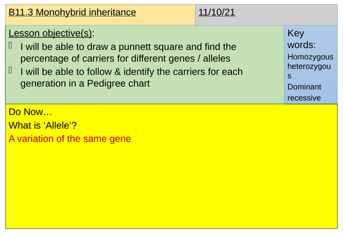 B11-3 Monohybrid inheritance