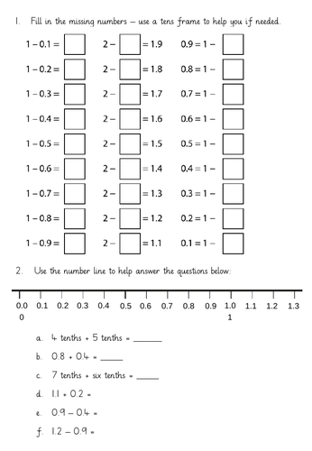 Calculate with decimal numbers within and across one whole