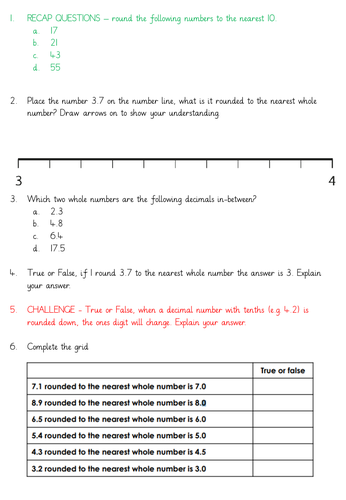 round a decimal number with tenths to the nearest whole number