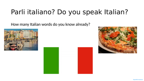 Italian Beginners Speak More Italian PPT includes Days of the week, Cognates, Language Patterns