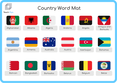 Flag Word Mats