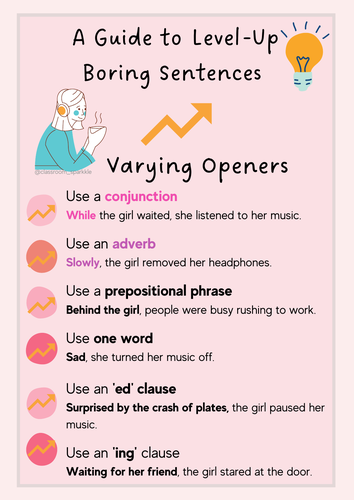 Up level Dull Sentences - Varied Openers - Grammar