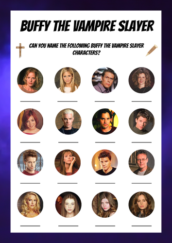 Buffy the Vampire Slayer 90's TV Shows Quiz. Quiz Sheet and Answers - Lesson Filler / Tutor Time Fun