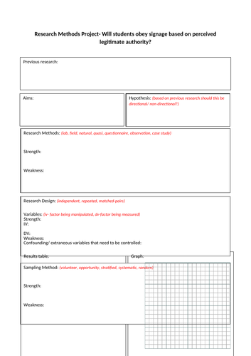 Psychology Research Methods Mini Practical Template