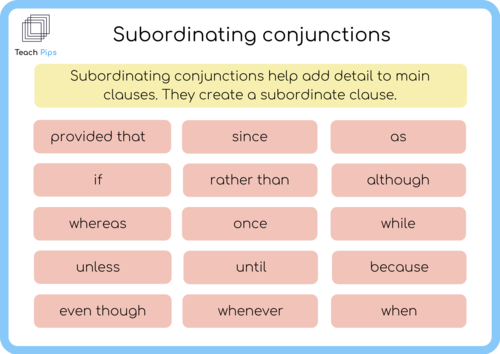 Subordinating Conjunctions Teaching Resources