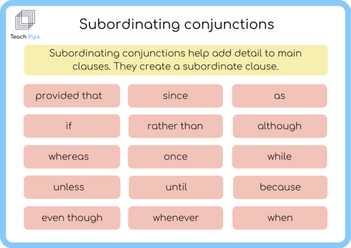 Subordinating Conjunctions Year 3 Tes