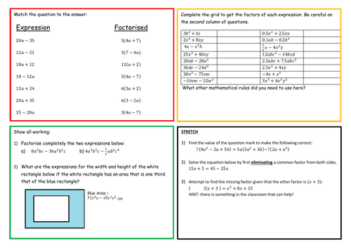 Factorising into Single Brackets Lessons