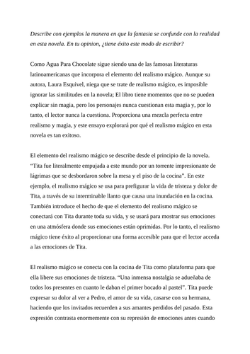 Como Agua Para Chocolate Essay Magical Realism