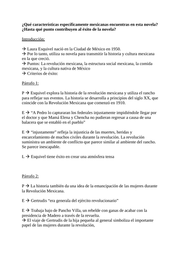 Como Agua Para Chocolate Essay Plan Mexican Characteristics