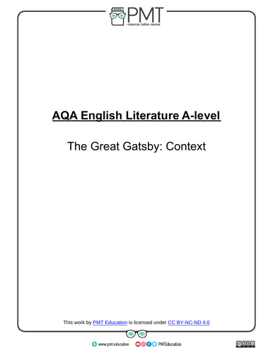 The Great Gatsby Detailed Notes - AQA (A) English Literature A-level