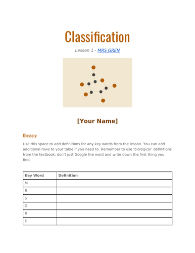 Classification - Biology (I)GCSE: teacher ppt and student google Doc's