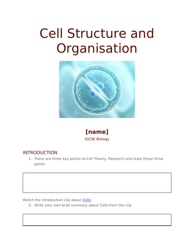 Cells - Biology (I)GCSE: teacher ppt and student google Doc's