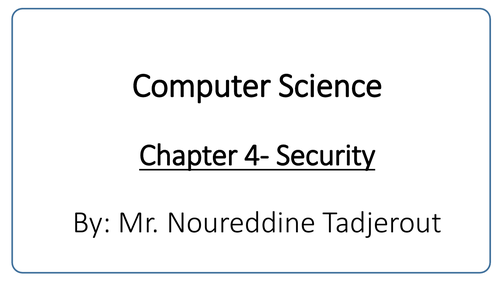Computer Science for Year 10 and 11- Security