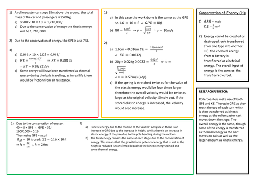 Conservation of Energy Adapted GCSE Questions (Higher)