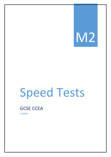 CCEA M2- Speed Tests Revision