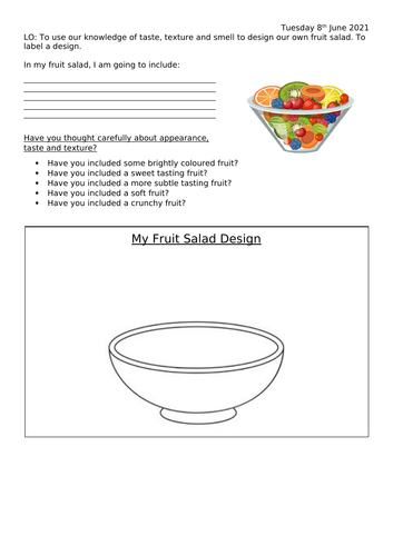 DT fruit salad - taste test, design, evaluation