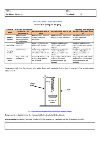 MYP2&3 Sciences - Criterion B - Stretch of a Spring