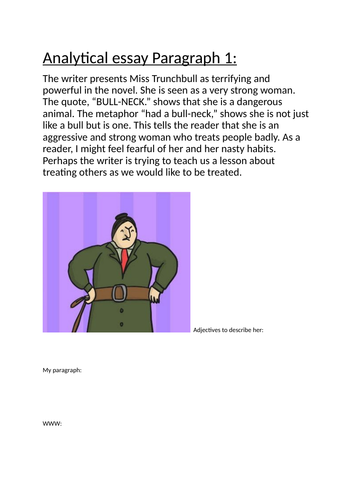 Miss Trunchbull example paragraph