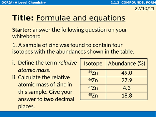 2.1.2 Compounds, formulae and equations