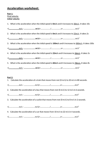 Acceleration equations lesson