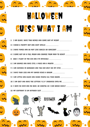 Halloween Guess What I Am Primary School Spooky Guessing Game and ...